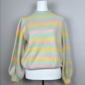 Olivia Rubin Pastel Striped Knit Sweater – Size XS